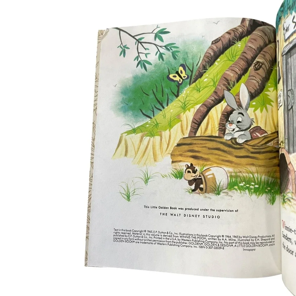 Winnie-the-Pooh Meets Gopher Walt Disney Little Golden Book 1965 Vintage HC